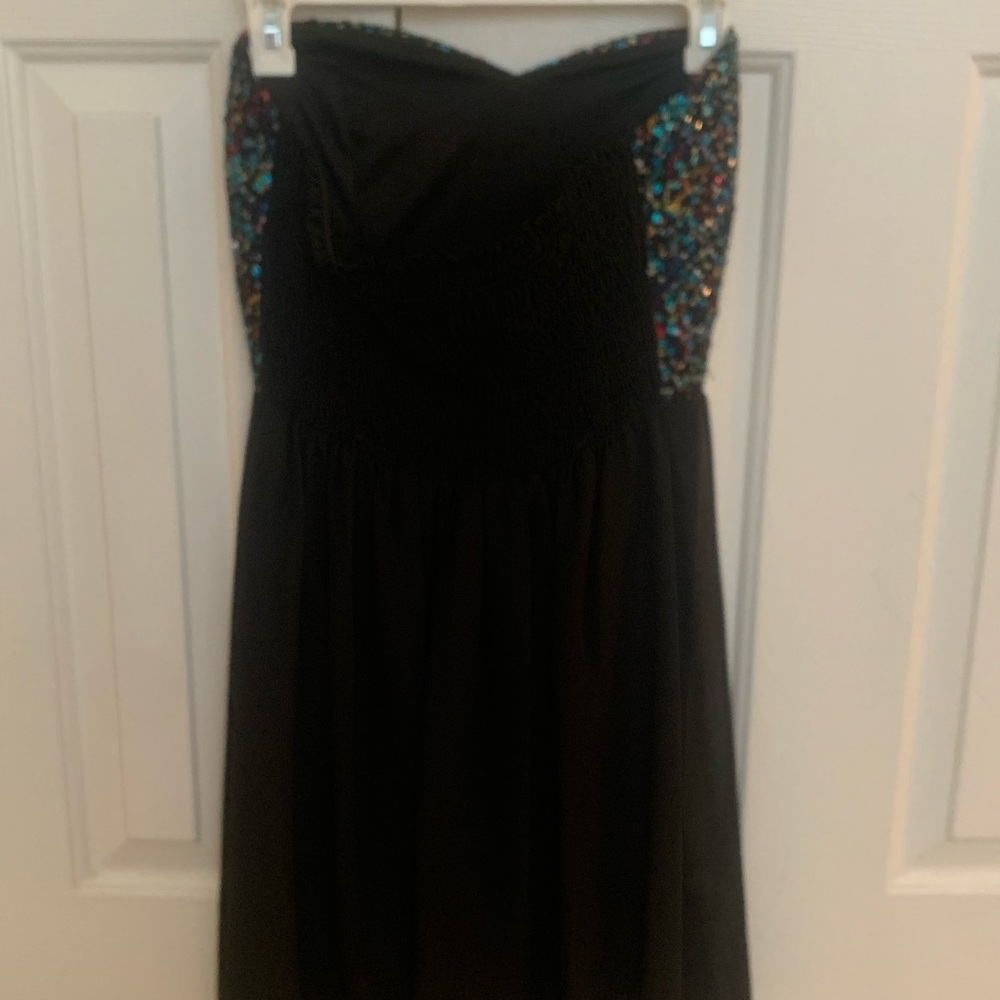 Black Sparkled Strapless Dress View 3